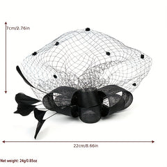 Polka Dot Veil Fascinators Hat Feather Flower Vintage Derby Hat