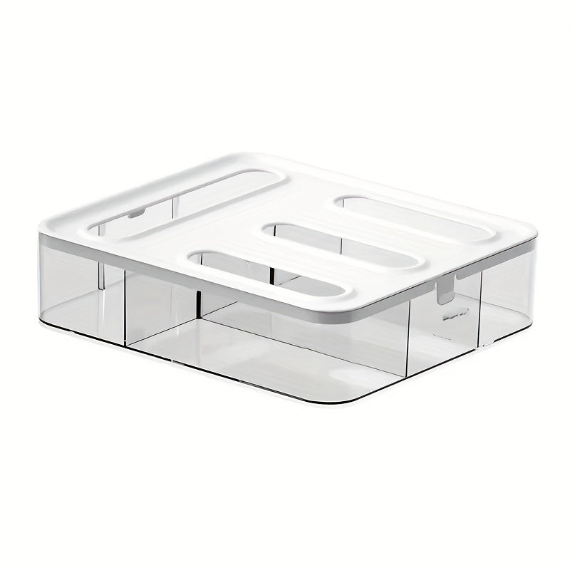 Bag Storage Organizer And Wrap Dispenser With Cutter For Kitchen Drawer
