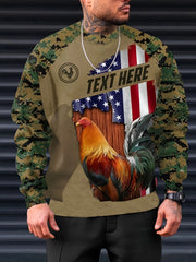 Mexico Rooster Print Men's Camo Long Sleeve Sweatshirt