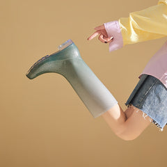 High Tube Women's Gradient Rain Boots Waterproof Rubber Shoes