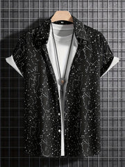 Milky Way Pattern Hawaiian Shirt Men's Casual Short Sleeve Shirt