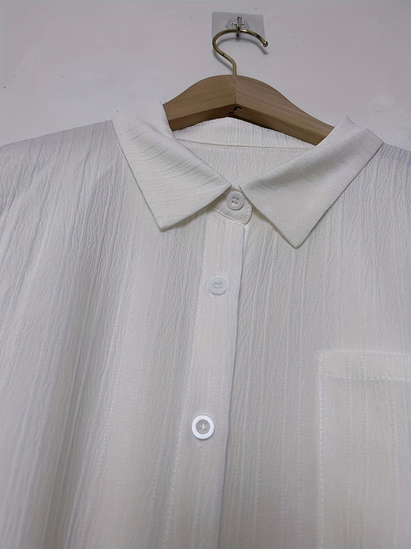 Casual Blouse Women's Plus Solid Button Up Long Sleeve