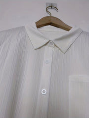 Casual Blouse Women's Plus Solid Button Up Long Sleeve