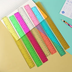 6pcs 12in 30 Multicolor Student Rulers School w/ Cm & Inch Plastic Standard Rule