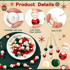 40pcs 20mm Christmas Wood Beads Santa Year's Thanksgiving Winter Bulk