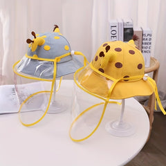 Kids Cartoon Giraffe Bucket Hat with Mask