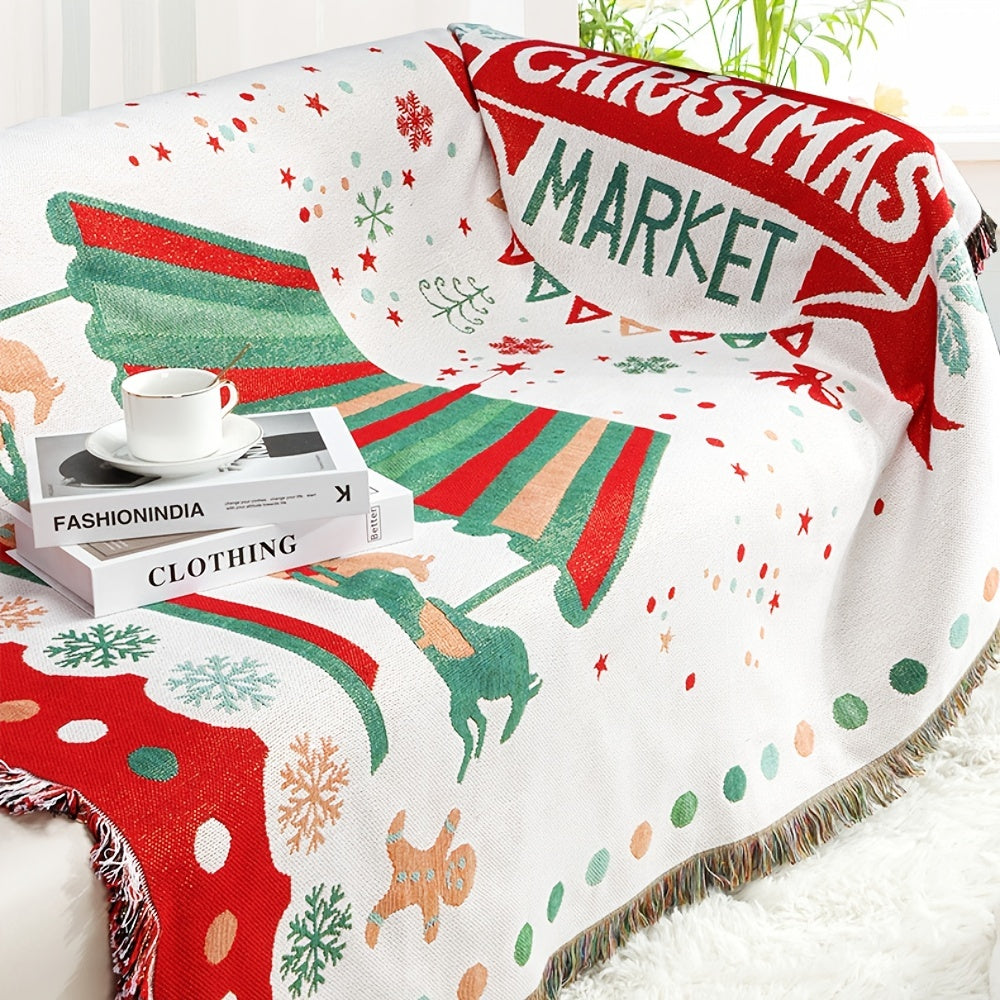 Christmas Decoration Tassel Blanket Multifunctional Picnic Tapestry Carpet