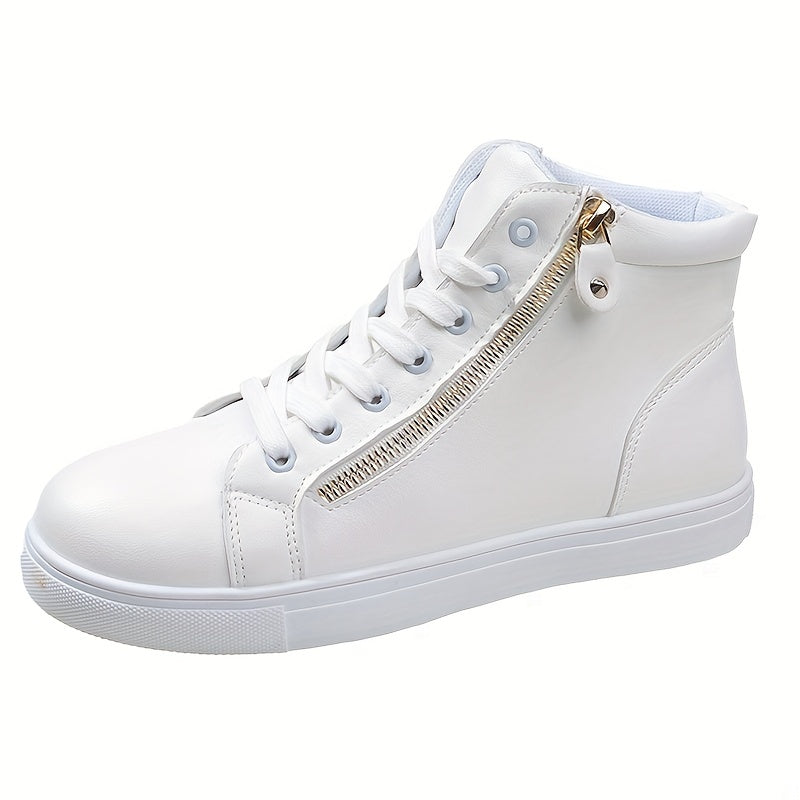 Side Zipper High Top Flat Skate Shoes Wear Resistance Sneakers