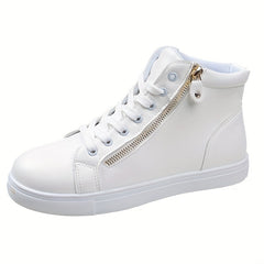 Side Zipper High Top Flat Skate Shoes Wear Resistance Sneakers