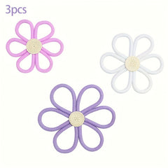 Set of 3 Purple Daisy Wall Decorations - Home Office Dorm Room Decor