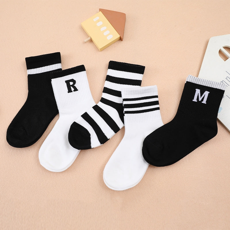 5 Pairs Boys Casual Knit Socks Thin Mesh Breathable Soft Seamless Toe Socks