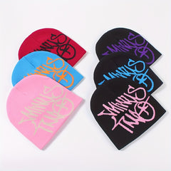 Letter Jacquard Beanie Candy Elastic Skull Cap Y2K Lightweight Knit Hats
