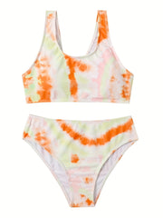 Girls Tie Dye 2pcs Bikini Set & Bathing Suit for Beach Vacation Gift