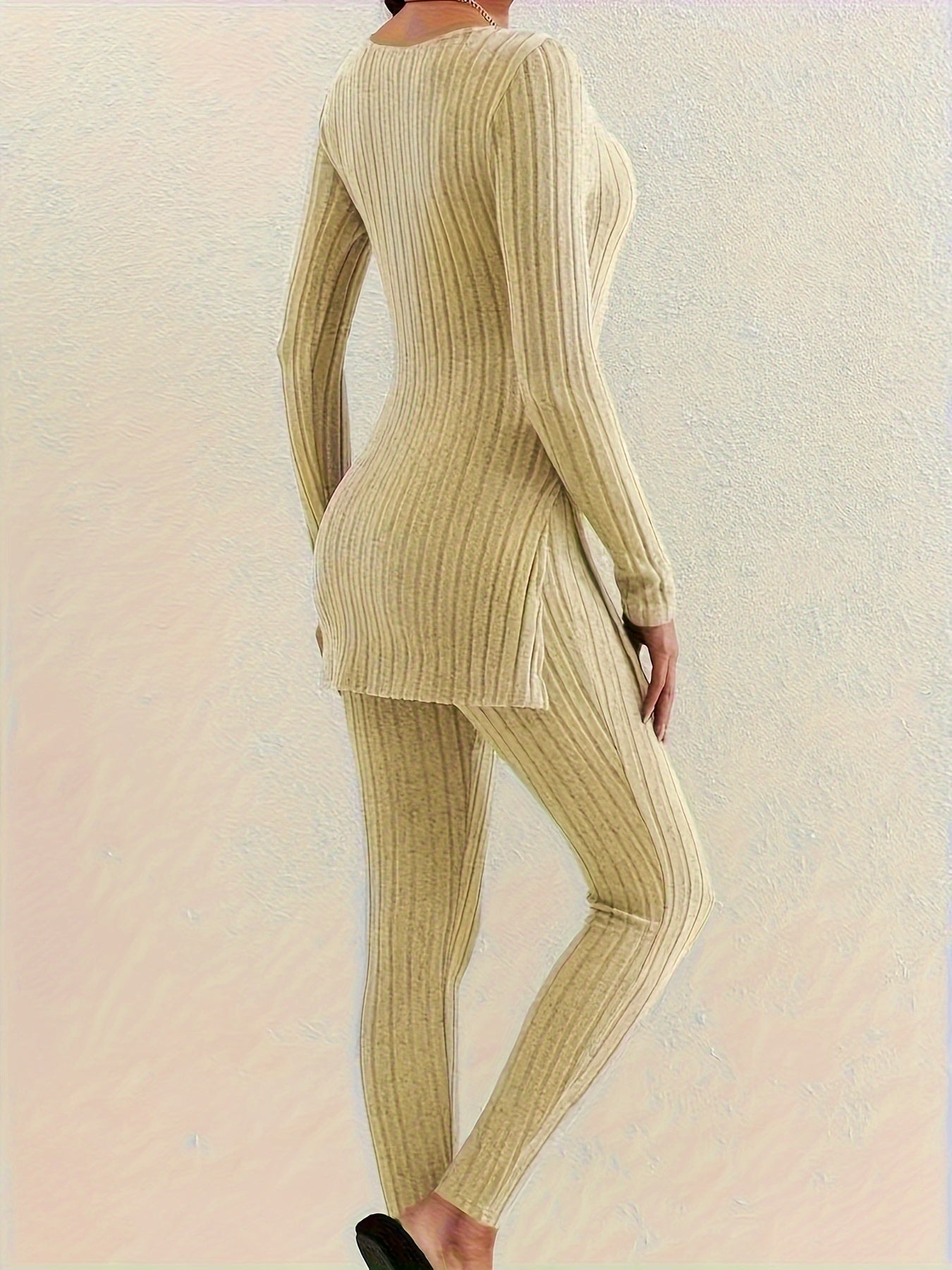 Ribbed Long Sleeve Top & Leggings Set