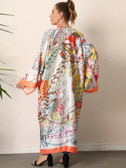 Boho Kimono Women's Plus Allover Print Long Sleeve Cover Up