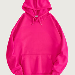 Solid Hoodie With Pocket Long Sleeve Casual Sweatshirt Women's Clothing