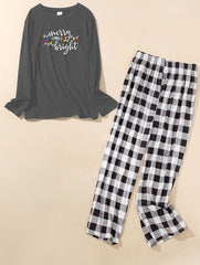 Christmas Lounge Set Women's Tee & Plaid