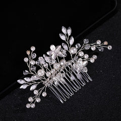 Rhinestone Faux Pearl Flower Hair Comb Pin Bridal Wedding Party Decor