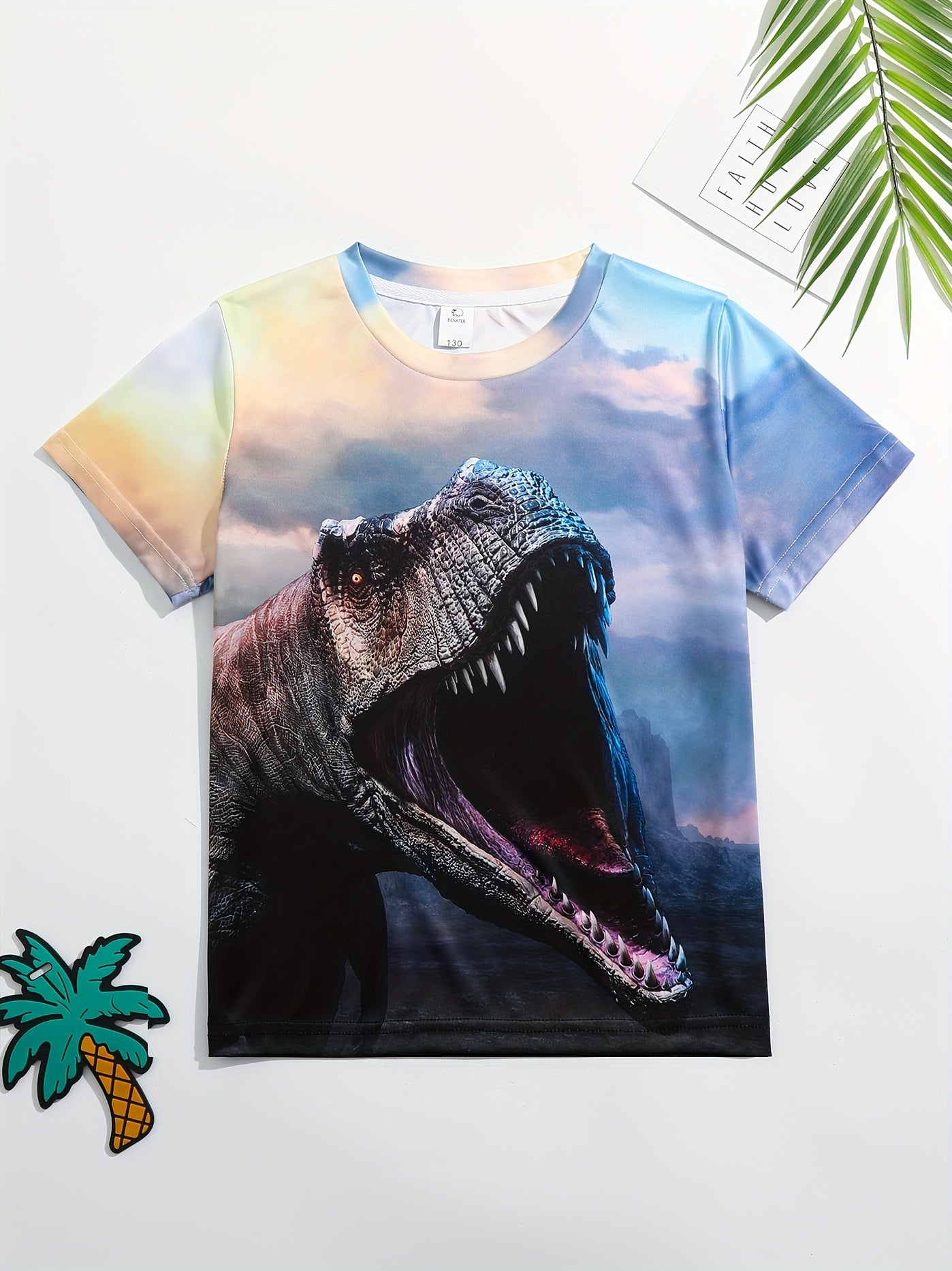 Kid's Dinosaur Graphic T-shirt 3D Print Short Sleeve Tee for Summer