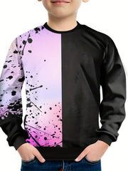 Boys 3D Print Block Sweatshirt Kids Casual Pullover
