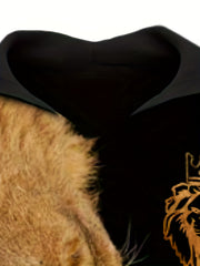 Men's Lion Print Hoodie Slightly Stretch Hooded Sweatshirt