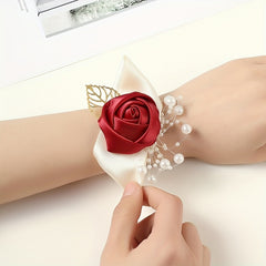 Satin Flower Wristband Floral Wrist Strap Bridal Wedding Decor