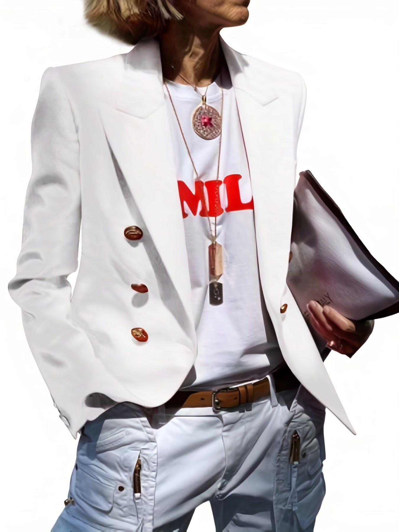 Double Breasted Lapel Blazer Solid Open Front Long Sleeve