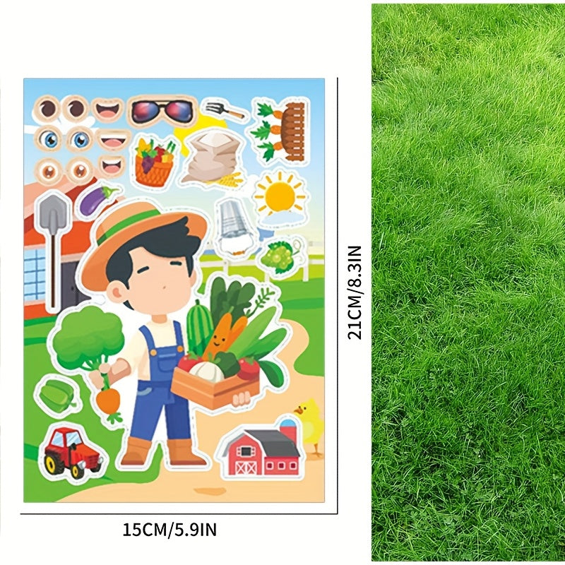 20 Sheets Farm Animal Stickers - Mix & Match Designs - Party Favors & Crafts
