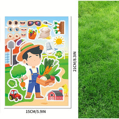20 Sheets Farm Animal Stickers - Mix & Match Designs - Party Favors & Crafts