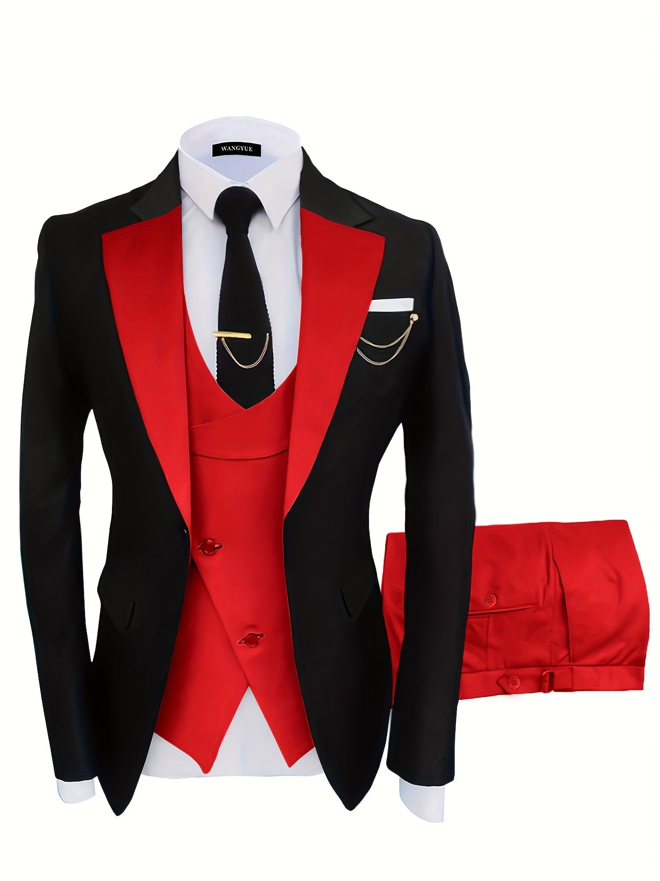 Formal 3 Pieces Set Men's Business Suit for Dinner Wedding Party