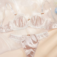 Lace Stitching Push Up Bra & Panties Set