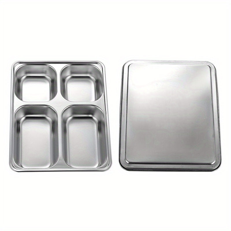 304 Stainless Steel Divided Dining Plate for Camping School Home Durable