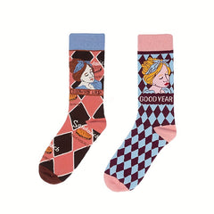 Cartoon Pattern Socks Comfy & College Style Women's Stockings