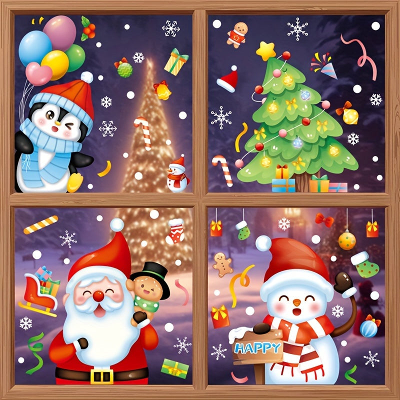 Christmas Glass Window Stickers Santa Claus Snowman Elk Sticker Merry Christmas