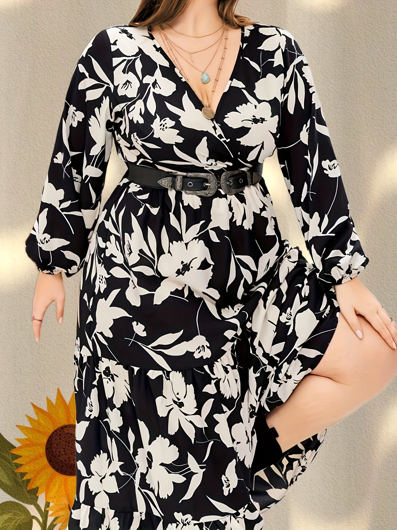 Floral Print Long Sleeve Maxi Dress
