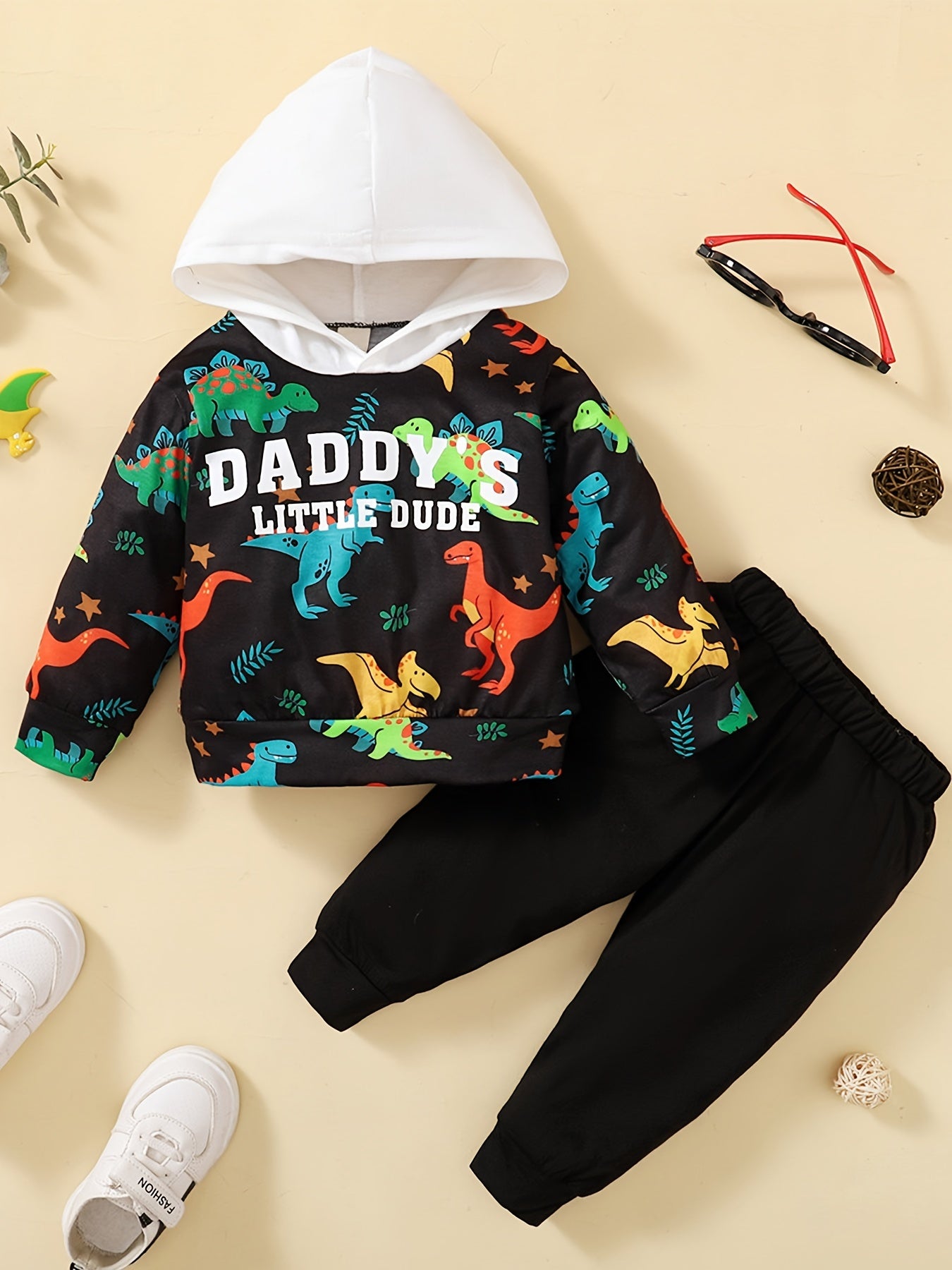 Baby Boys Dinosaur Pattern Hoodie & Pants Set