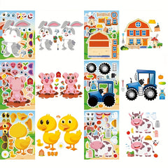 20 Sheets Farm Animal Stickers - Mix & Match Designs - Party Favors & Crafts