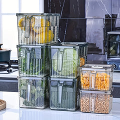 Set of 2 Large Food Storage Containers with Lid and Handle