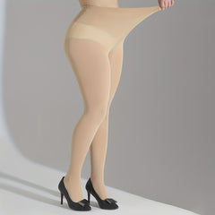 Basic Pantyhose Women's Plus Solid High Rise Tummy Control Tights