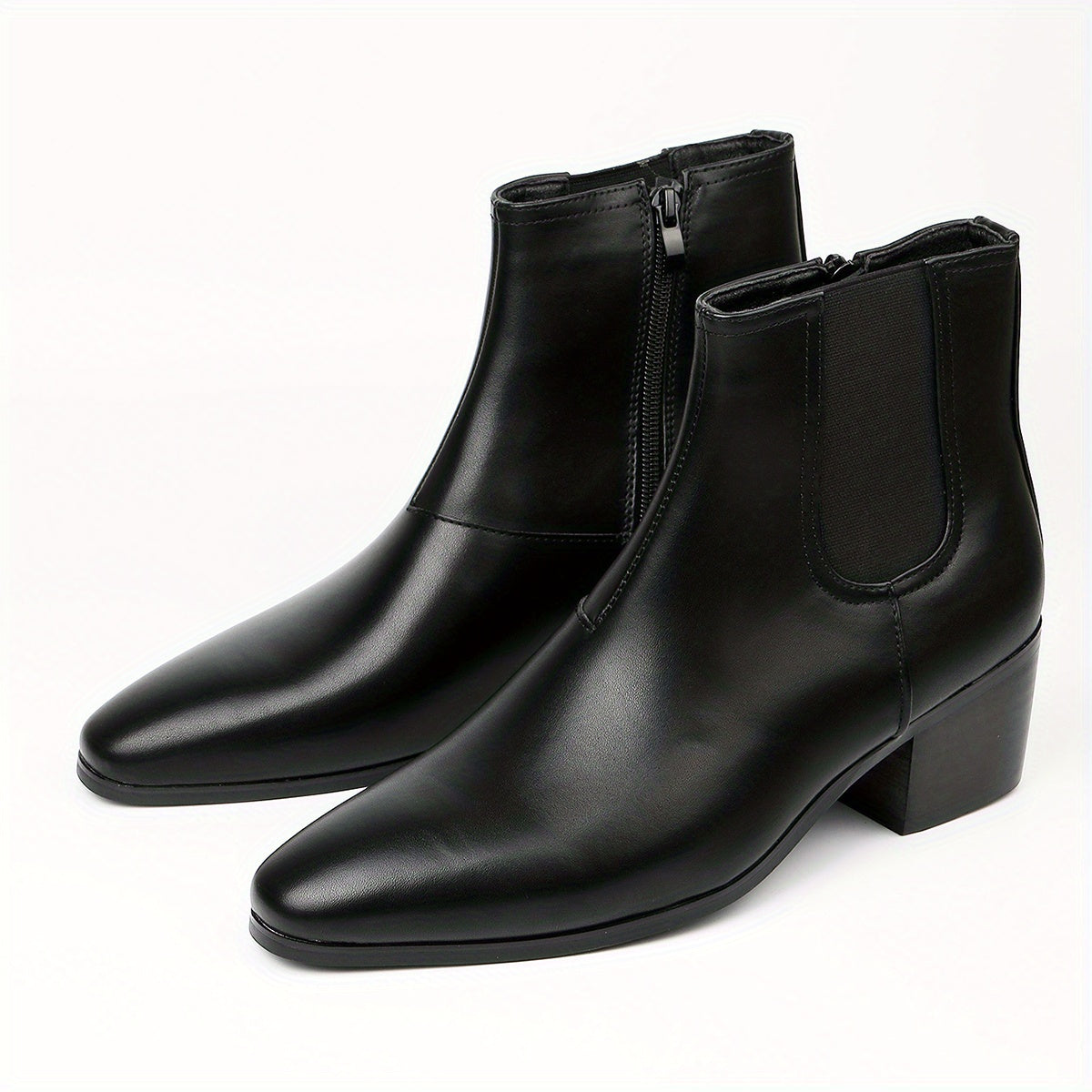 Men's High Heeled Zipper Boots