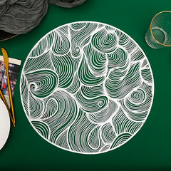 Metallic Vinyl Round Placemat for Coffee Cups and Dining Table