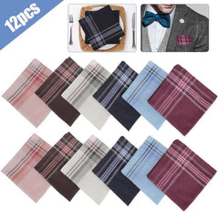 6pcs Men's Handkerchief Set Classic Plaid Pocket Square