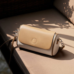 Summer Women's Adjustable Crossbody Bag Beige Leather Shoulder Bag