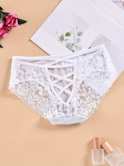 Criss Cross Lace Briefs Cut Out Breathable Panties