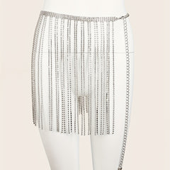 Y2K Rhinestone Tassel Waist Chain Glamorous Belt Dress Decoration