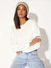 Drop Shoulder Crop Pullover Active Sweatshirt