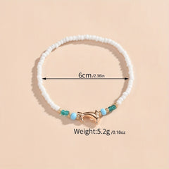 Dolphin Beads Beaded Anklet Rice Beads Boho Ocean Style Ankle Bracelet