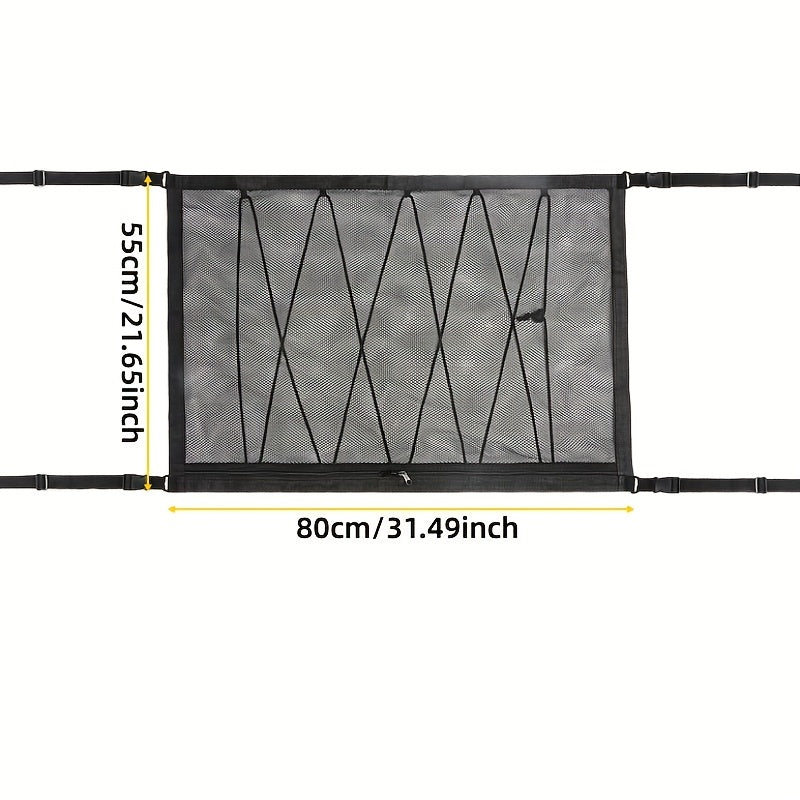 Car Roof Storage Net Bag - Double Layer Zipper - Car Interior Accessories