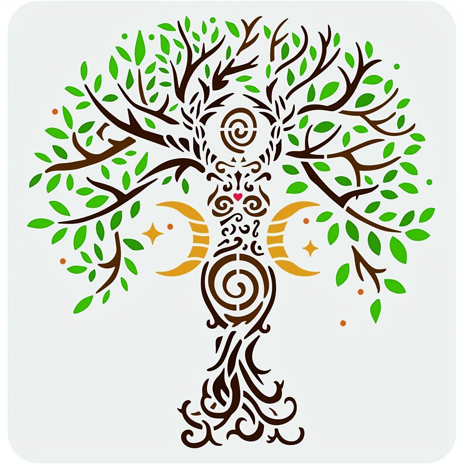 Tree Of Life Stencils, Moon Star Paint Stencil, Reusable Spiral Design