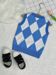 Toddler Boys Argyle Pattern Knit Vest for Spring Autumn Winter